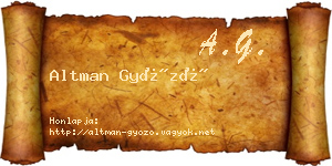 Altman Győző névjegykártya
