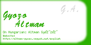 gyozo altman business card